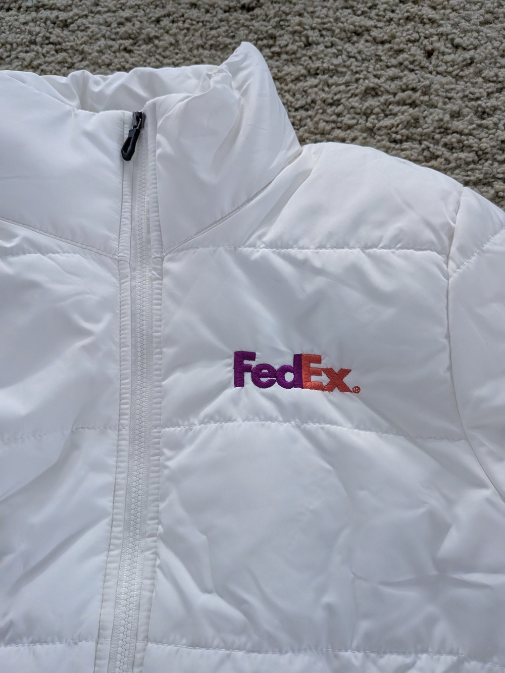 Port Authority FedEx Embroidered Puffer Jacket Women's Small White Full Zip
